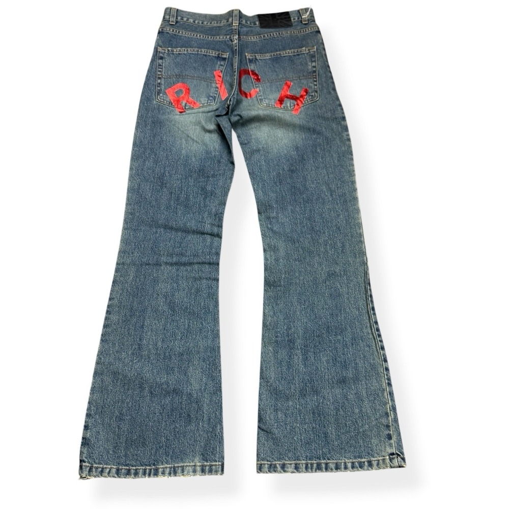 NEW VTG John Richmond RICH Flared Jeans Y2K Button Fly Women's 26x32 (30x32)